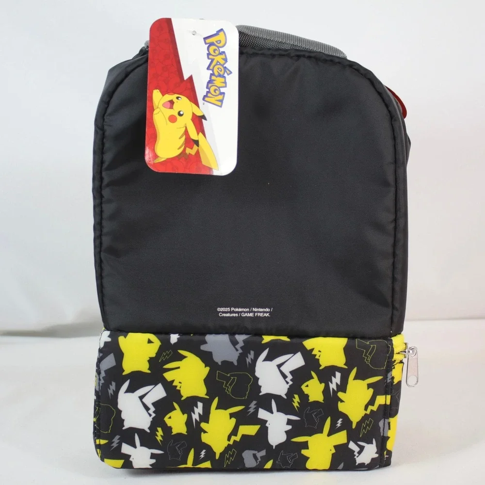 Thermos x Pokémon Pikachu Black & Yellow Dual Pocket Insulated Lunch Bag - NEW